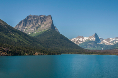 Photo: Dusty Star and Fusillade Mountains, taken across St. Mary Lake, along the east side of Going to the Sun Road, Glacier National Park, Montana