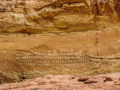 Photo Note Card: 
100 Hands Pictograph Panel, created by Fremont Ancestral Puebloans over 1,000 years ago, Cliff wall high above the Escalante River, north of Escalante, Utah