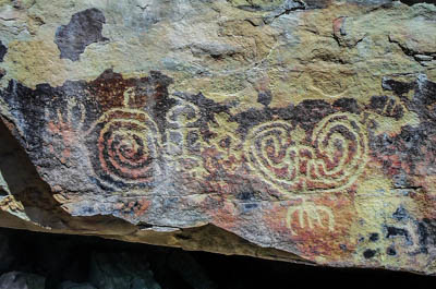 Photo Note Card: 
Petroglyphs depicting an Ancestral Pueloan Creation Story, Ute Mountain Tribal Park, near Cortez, Colorado