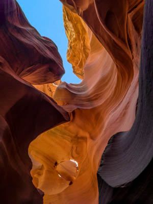 Photo Note Card: 
Lower Antelope Canyon's spectacular Colors, Sunlight, Sunbeams, Rock Spirals and Arches,  Navajo Tribal Park, southeast of Page, Arizona
