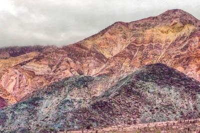 Photo Note Card: 
Seven-Color Mountain, with its rainbow of colors caused by 600 million years of unique geologic erosion of the area's Easter Mountains in the Andean Mountain Range, was taken from the small village of Purmamarca in Jujay province in northwestern Argentina