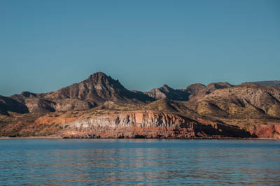Photo Note Card: 
Mountains and Cliffs from the Sea of Cortez,  along the  shore in early morning light, south of  La Bellena, South Baja, Mexico