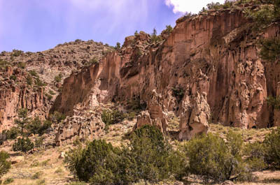 Photo Note Card: 
Pink and cream-colored Volcanic Tuff Cliffs, was taken in Frijoles Canyon in Bandelier National Monument, near Los Alamos, New Mexico