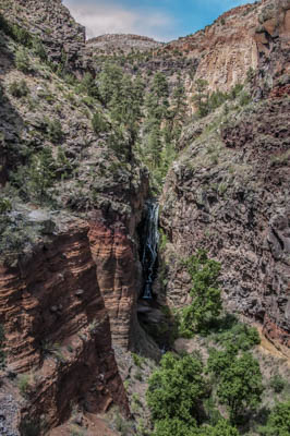 Photo Note Card: 
Upper Falls was taken along the Falls-Rio Grande Trail in Frijoles Canyon,  Bandelier National Monument, near Los Alamos, New Mexico