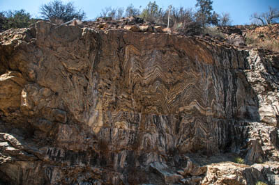Photo Note Card: 
Metamorphic Geologic Wall in Kings Canyon, Giant Sequoia National Monument, Sequoia National Forest