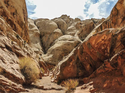 Photo Note Card: 
Approaching the  Narrows of Bell Slot Canyon, Bell-Little Wildhorse slot canyons hike, San Rafael Swell area,  south of Green River, Utah