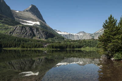 Photo: Mt. Grinnell (8,855') across Red Rock Lake, taken along a hike on the Bullhead Lake Trail in Many Glacier Valley, on the east side of Glacier National Park, Montana.
