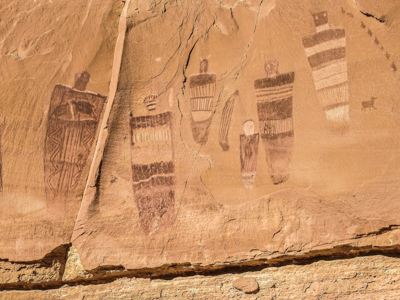 Photo: Pictographs in the Great Gallery, containing 5,000-8,000 year old Barrier style rock art, was taken in Horseshoe Canyon in a remote section of Canyonlands National Park, Utah