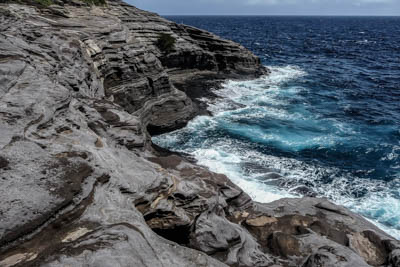 Photo Note Card: 
Hanauma Bay, of with deep blue ocean surf crashing into lava cliffs,  was taken on the  Big Island of  Hawaii