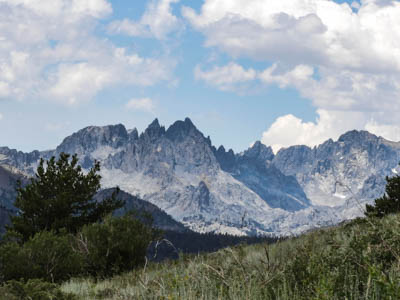 Photo Note Card: 
Minarets, including Adams, Leonard and Clyde (12,270'),  was taken along a hike to Heart Lake, Mammoth Lakes area, eastern Sierra Nevada mountain range, California