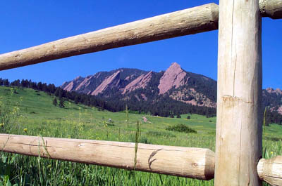 Photo Note Card: 
Flatirons in Boulder Open Space and Mountain Parks,  was taken from Chautauqua Park in Boulder, Colorado