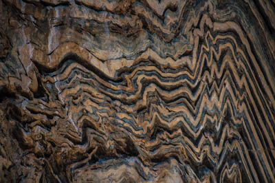Photo Note Card: 
Geologic Patterns in Metamorphic Rock, resembling a quilting pattern known as Bargello,  was taken along the road up Sequoia National Forest canyon on the way to Kings Canyon National Park, California