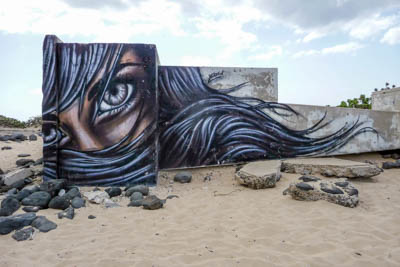 Photo Note Card: 
Art or Graffiti? Taken on the ocean beachfront along the Laysan Albatross Walk on Ohau, Hawaii