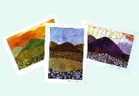 Quilted Note Cards: mountain scenes - assorted color themes