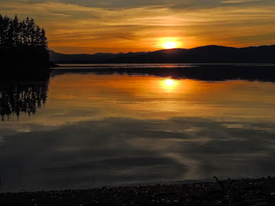 Photo Note Card: 
Sunset Reflections in an Inlet Cove, Brothers Islands, Frederick Sound in the Inner Passage of southeast Alaska