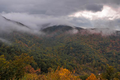 Photo Note Card: 
Storm Clouds over the Blue Ridge in early Fall Color, Skyline Drive in Shenadoah National Park in Virginia
