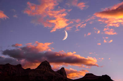 Photo Note Card: 
Moonrise  at Sunset, Tanner Beach area of the Grand Canyon National Park in Arizona