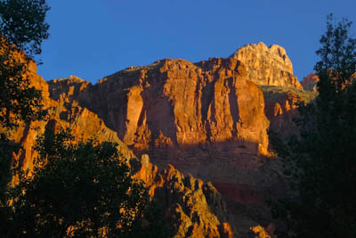 Photo Note Card: 
Sunset lighting up the canyon walls above Phantom Ranch,was taken from the bottom of the Grand Canyon in Grand Canyon National Park, Arizona