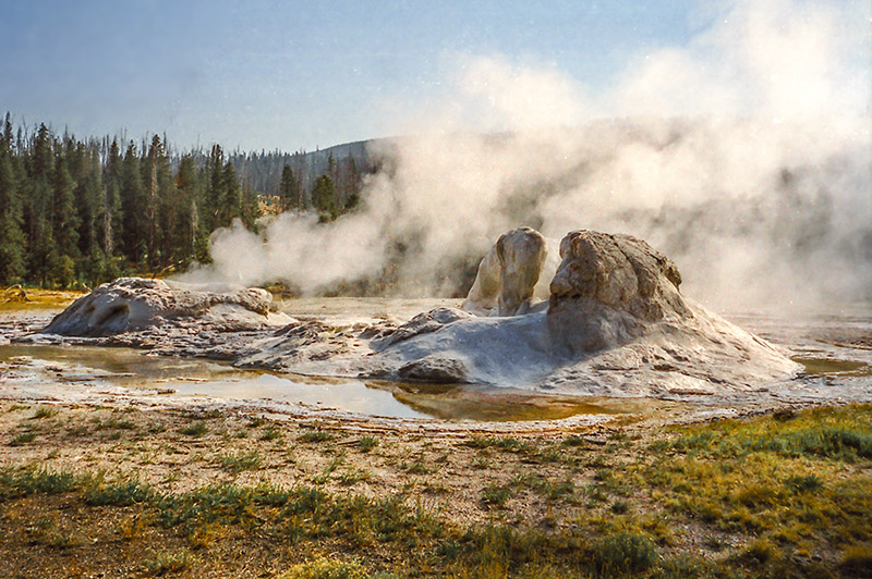 Photo Note Card: 
Giant Geyser at end of rare eruption along the Loop Trail near the Firehole River in the Lower Geyser Basin, Yellowstone National Park